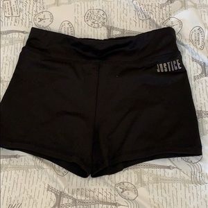 Girls justice black active wear shorts